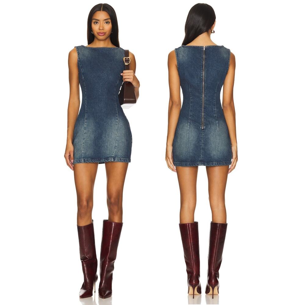 EB Denim Nico Jean Mini Dress Streetwear Y2K 90s Cotton Evening Party Fall XS